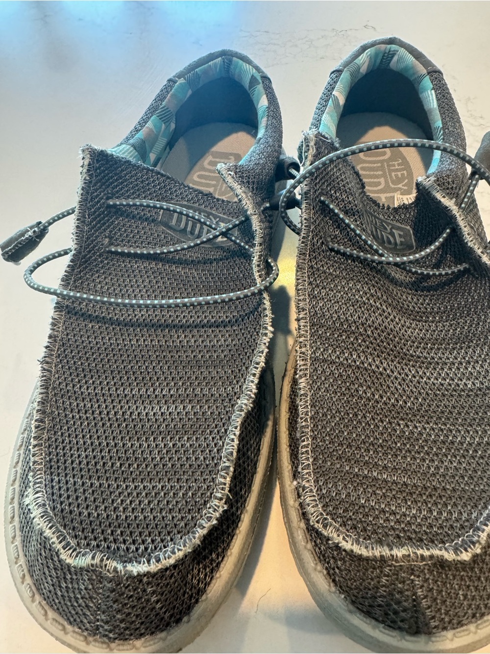 Hey Dude Men’s Charcoal Black Woven Slip-On Loafers excellent condition